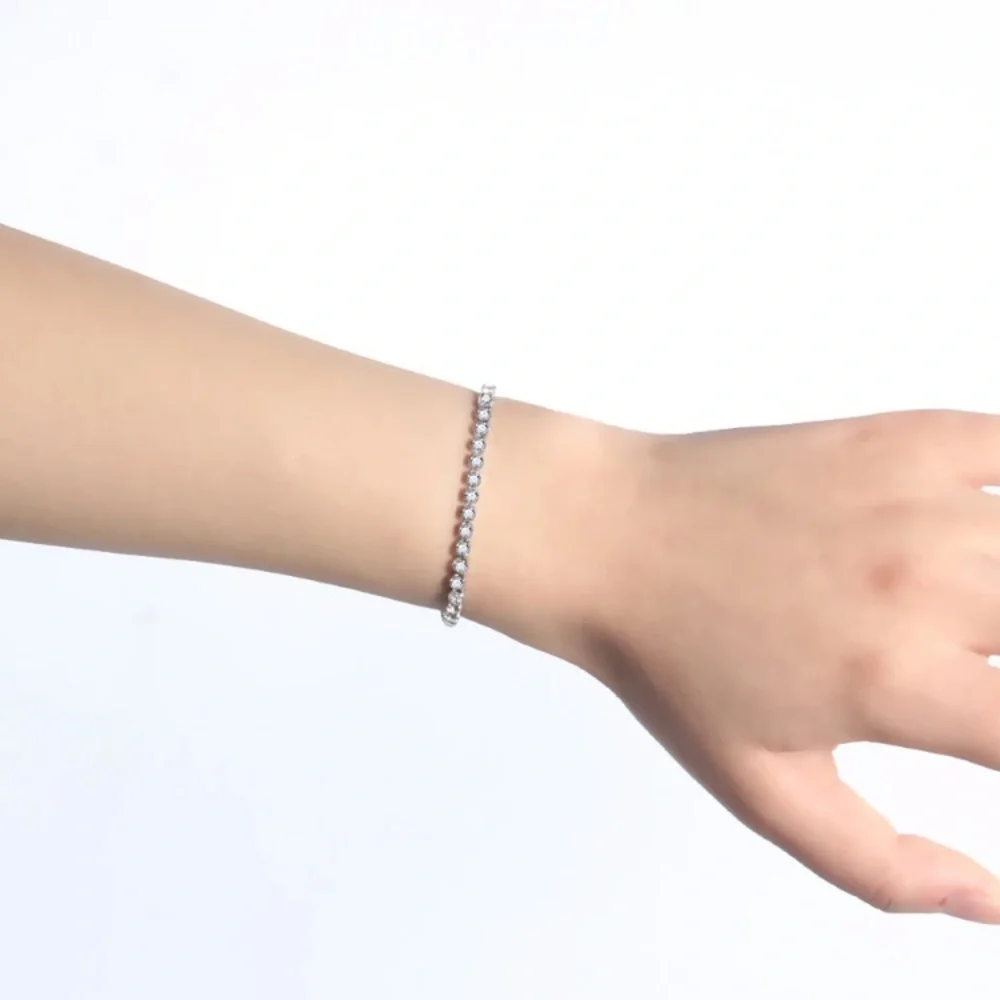 🌟 Stainless Steel Diamond Tennis Bracelet - Picture 5 of 7